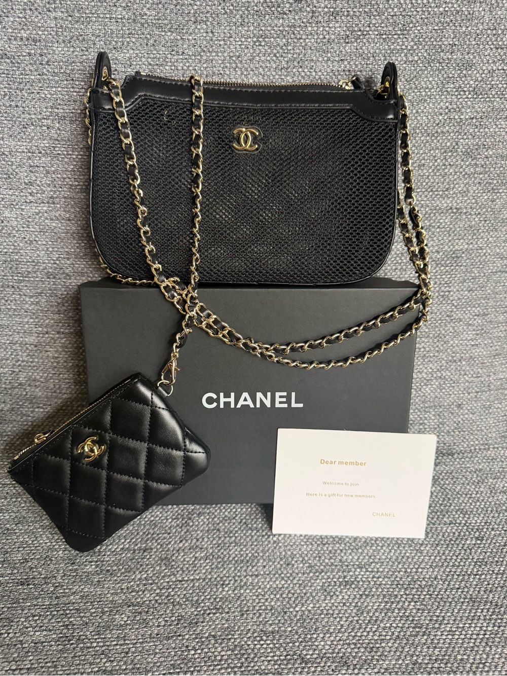Collectable Black Mesh Chain Shoulder Bag with Coin Pouch